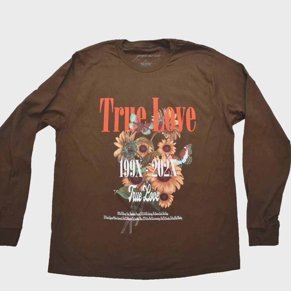 Forget Me Not Womens True Love Brown Floral Print Shirt New Large